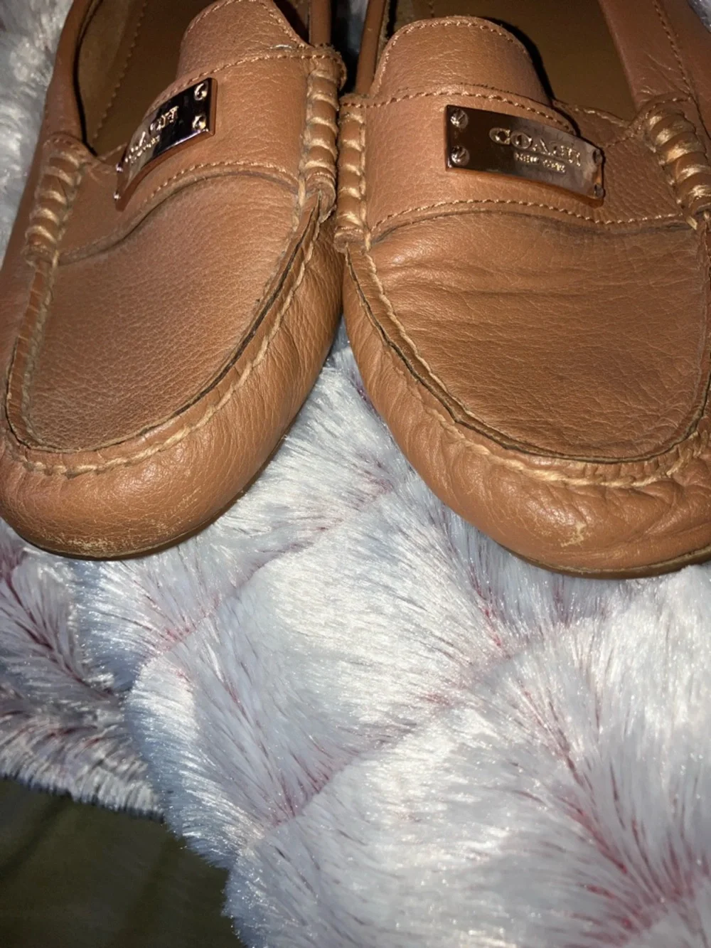 Coach Brown Leather Moccasin Loafers with Gold Plaque - Picture 6 of 6